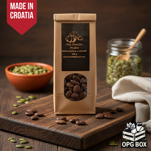 Bučine koštice u mliječnoj čokoladi, 100g